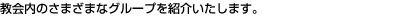 教会内のさまざまなグループを紹介いたします。